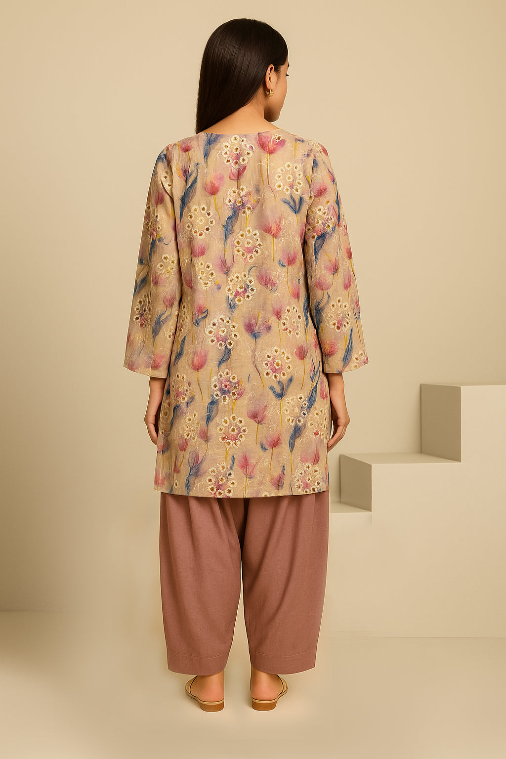 Mauve Lawn Suit with Gota Kinar