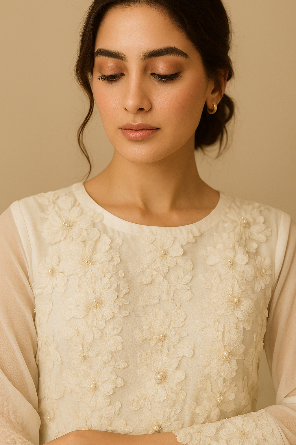 Off‑White Floral Net