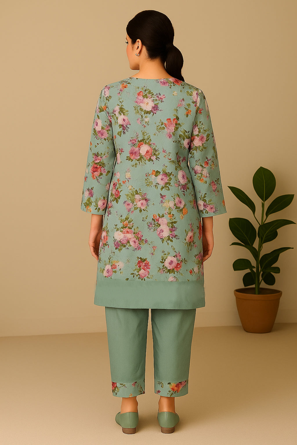 Light Blue Lawn Suit with Farshi Shalwar
