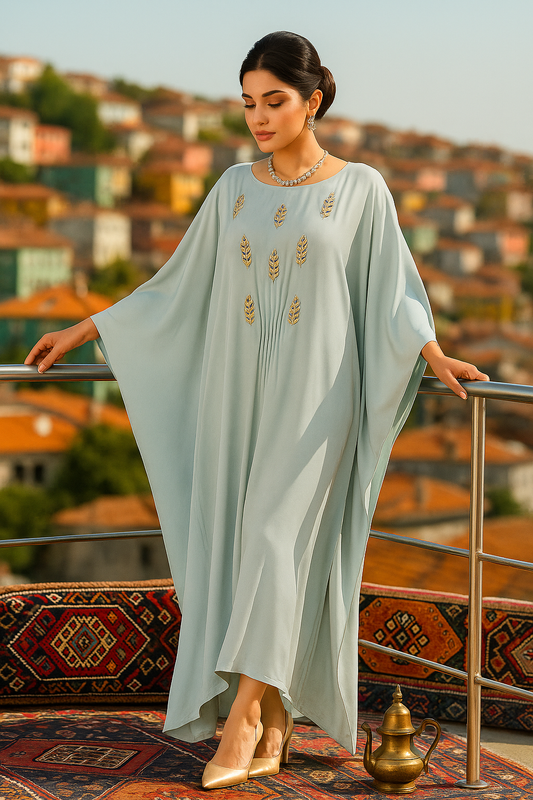 Ice Blue Silk Kaftan