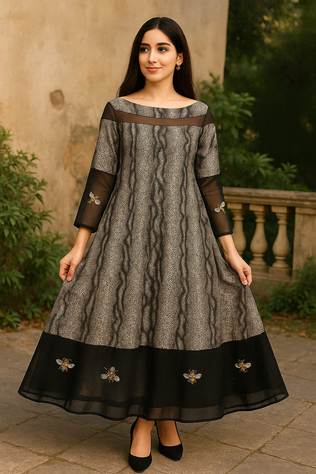 Monochrome Snake Print Silk Shirt