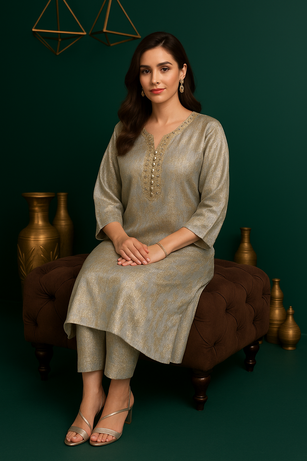 Silver & Golden Crushed Shimmer Shirt