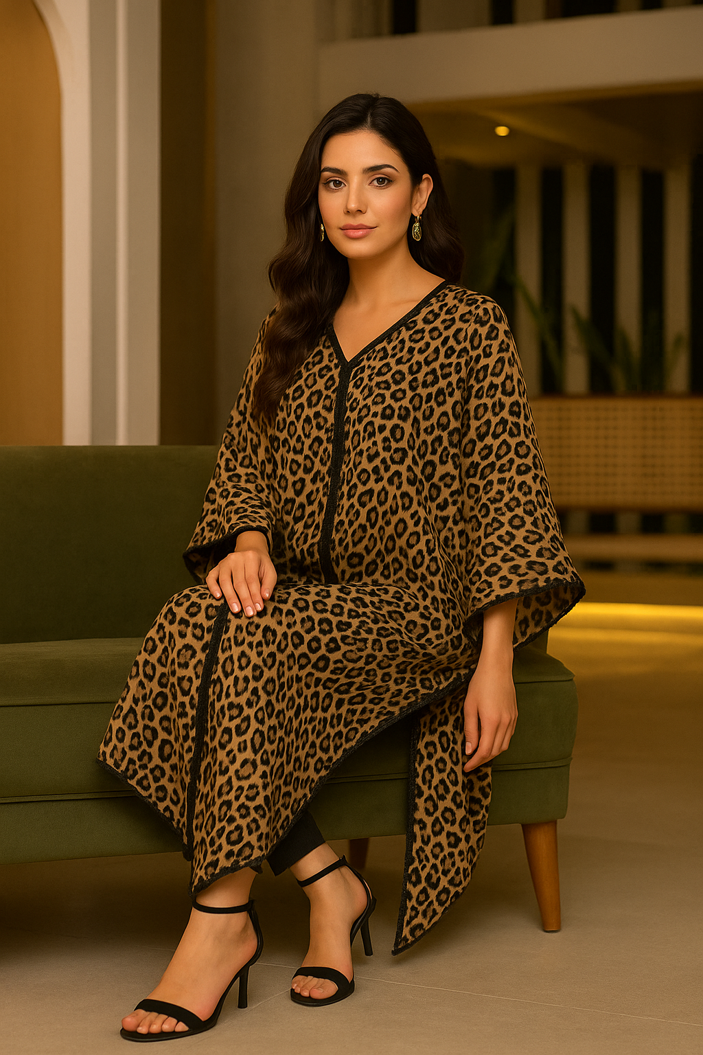 Black & Brown Georgette Kaftan