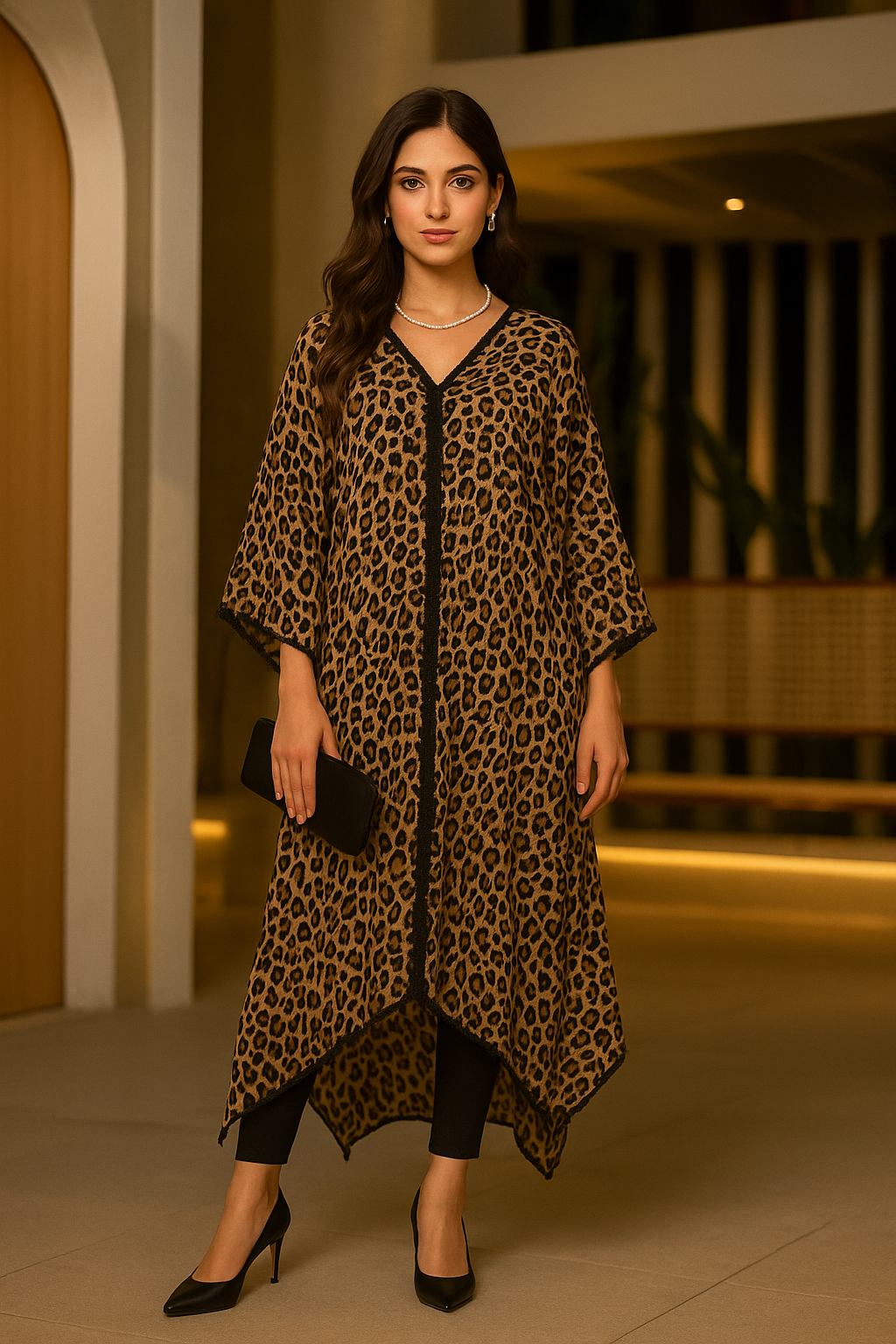 Black & Brown Georgette Kaftan