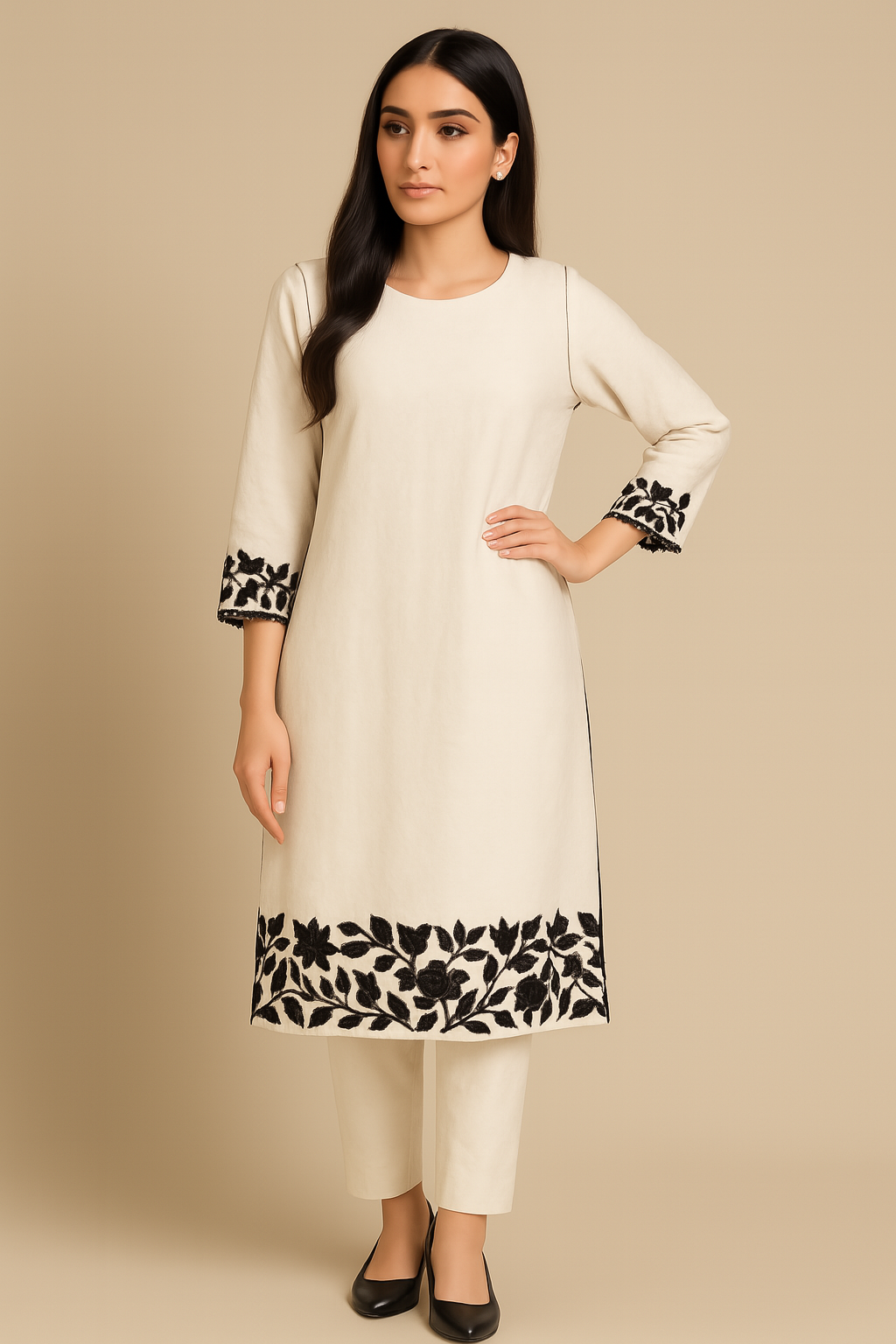 White Embroidered Two‑Piece